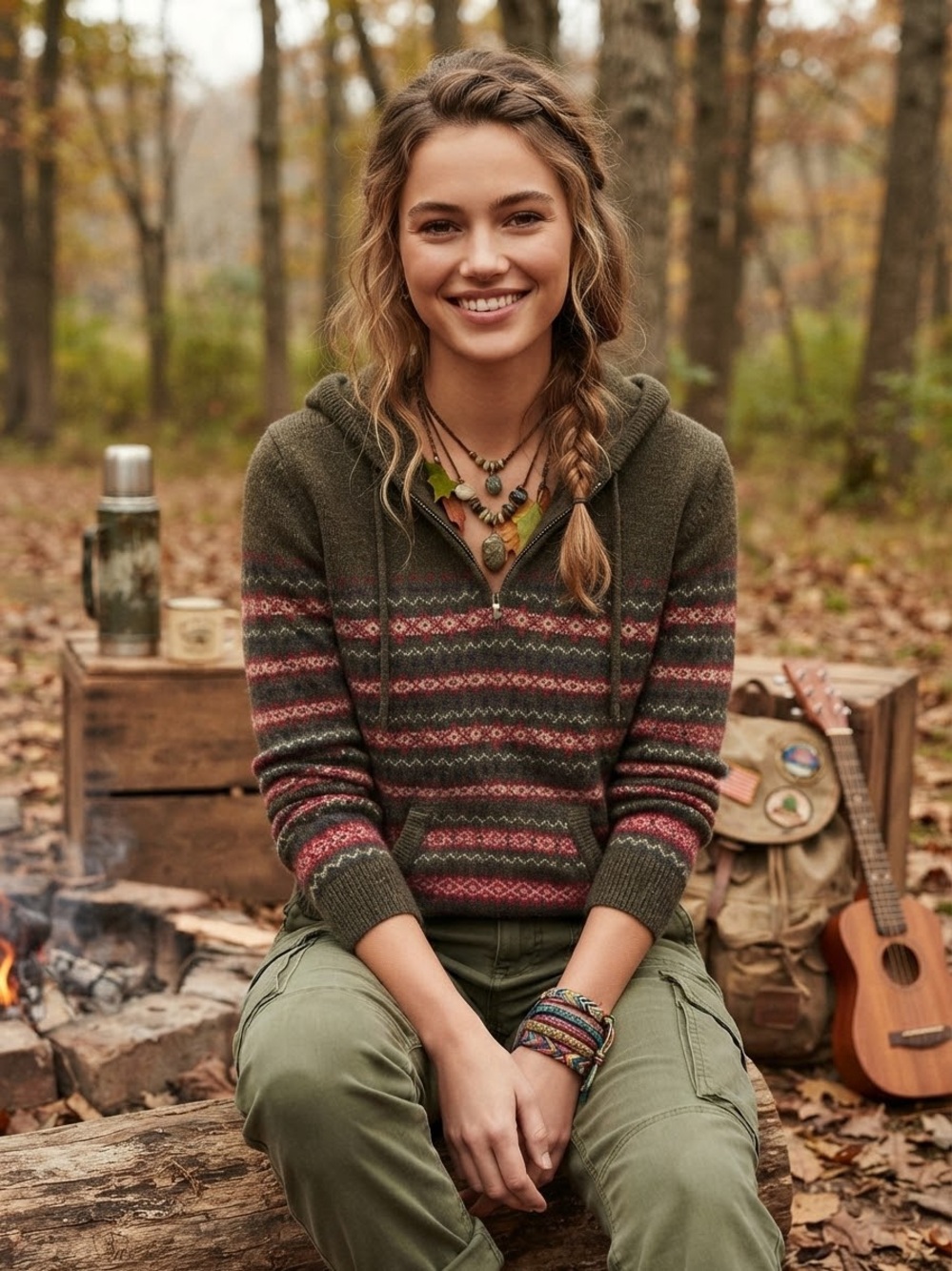 Lauren Ralph Lauren Lambswool Blend Fair Isle Knit Hoodie PM